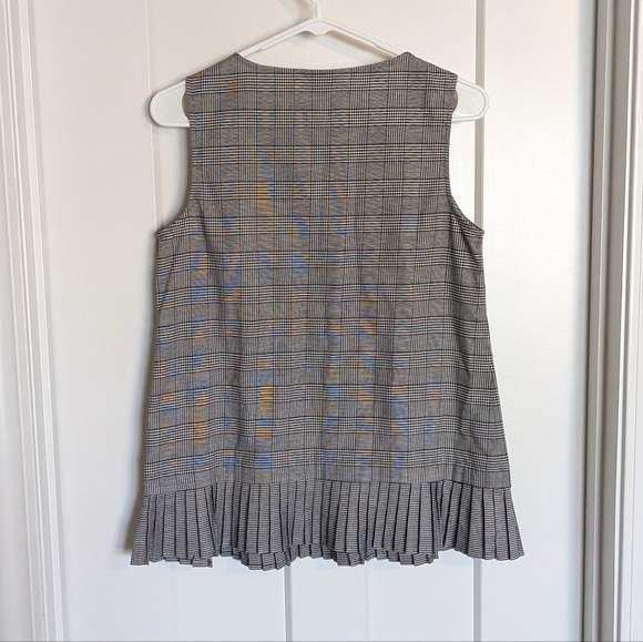 J Jill Glen Plaid Pleated Hem Tank - Black and White Academia sz XS - Picture 5 of 6